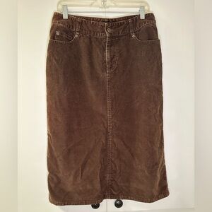 Eddie‎ Bauer Corduroy Skirt
Womens 8 Brown Midi Straight Retro 90s Y2K Academic